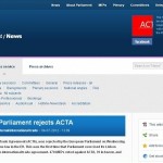 欧州議会はACTAを圧倒的反対多数で否決