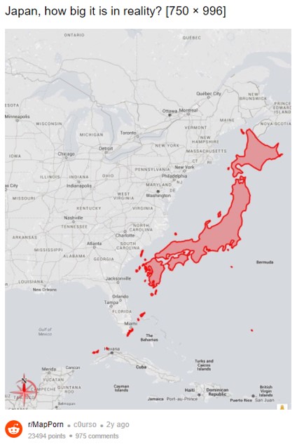 地図は見方や視点で印象がガラッと変わる 日本地図とアメリカ東海岸の地図を並べてみると 連載jp