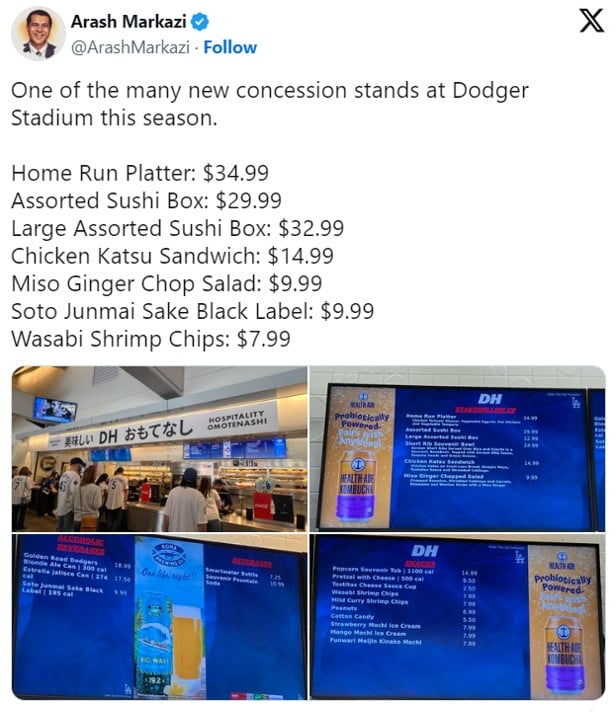 ビールが約2900円!? ドジャー・スタジアムの売店価格に驚くアメリカの野球ファン