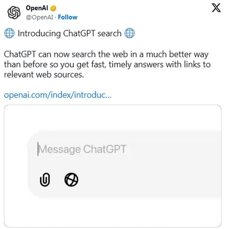 OpenAIがAI検索「ChatGPT search」を公開