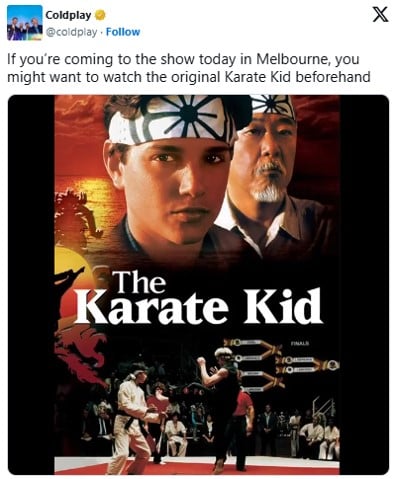 コールドプレイの「The Karate Kid」MVにラルフ・マッチオが出演